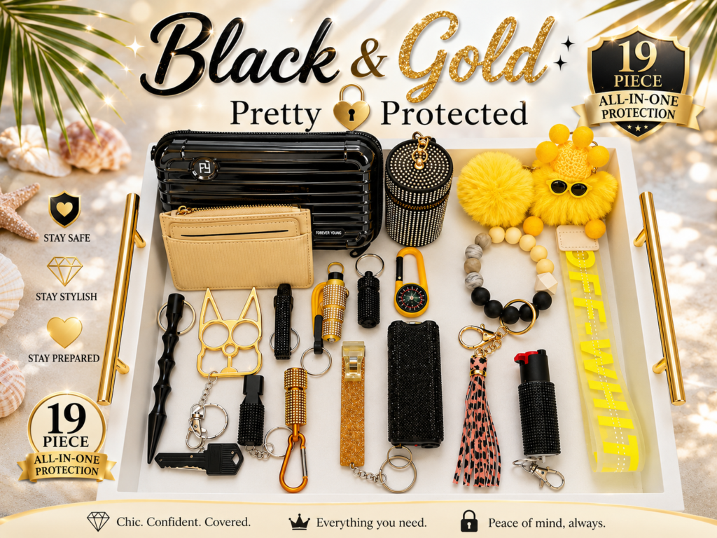 Black and Gold 19-Piece Keychain Bundle