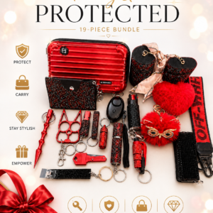 Cherry Red 19-Piece Elegant Safety Keychain Bundle