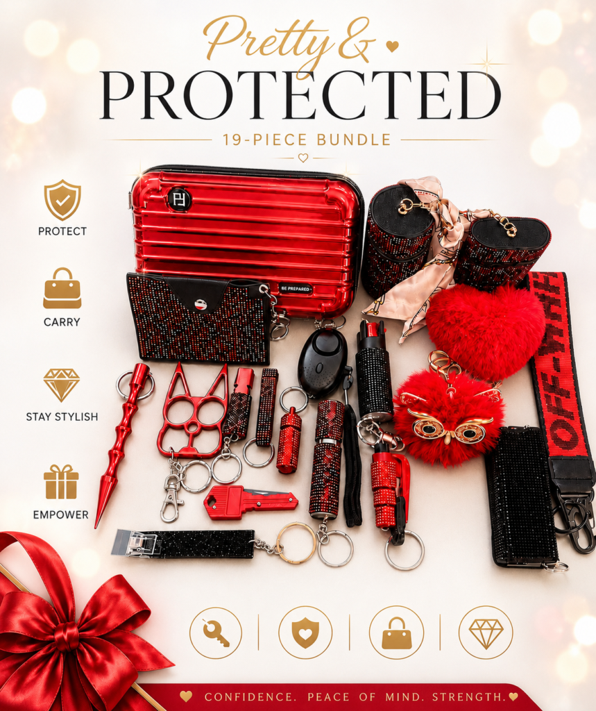 Cherry Red 19-Piece Elegant Safety Keychain Bundle