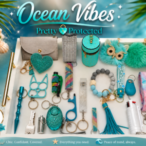 Ocean Vibes Collection 21-Piece Elegant Safety Keychain Bundle